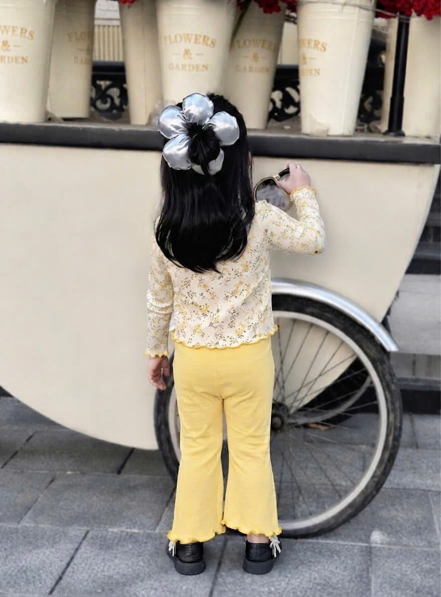 B571 - SET 3 BỘ TĂM HOA NHÍ TÍM VÀNG KEM