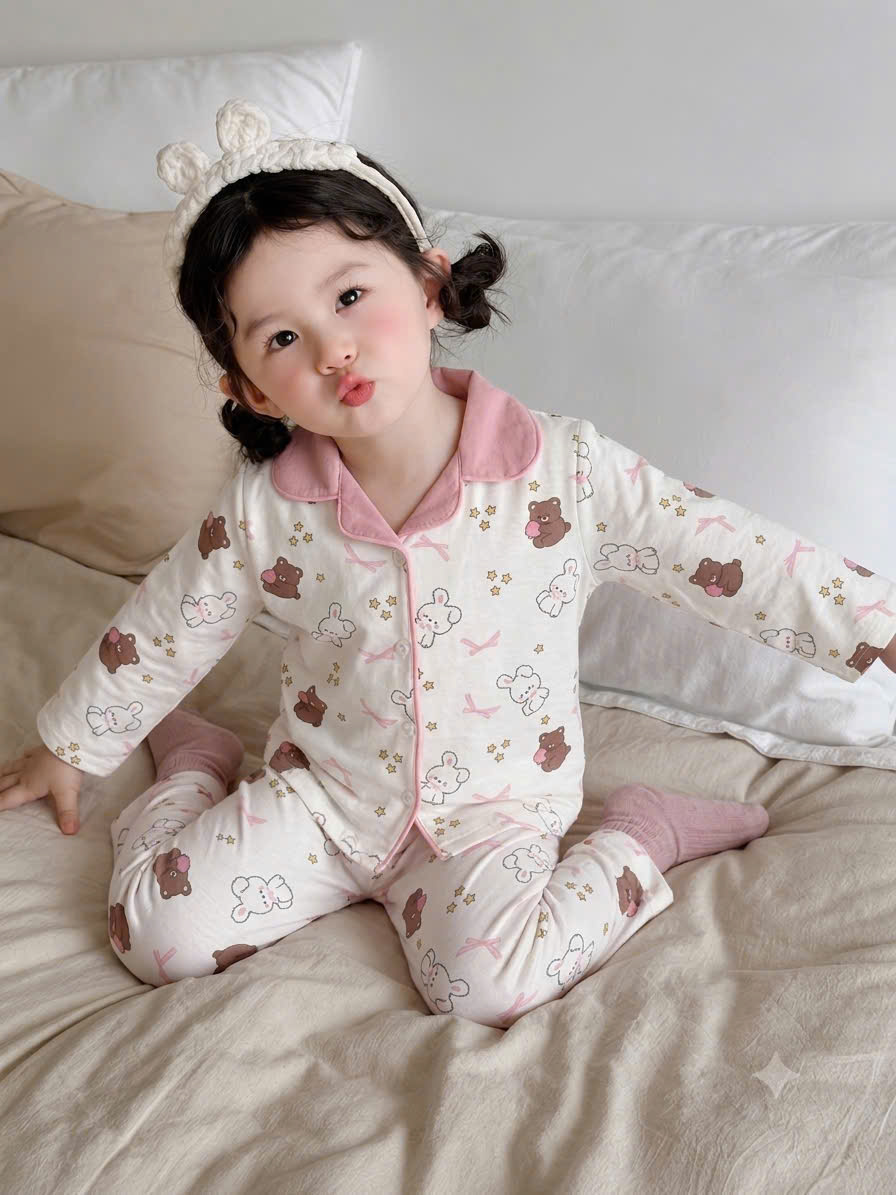 B573 - SET 2 BỘ PIJAMA ĐŨI TONE HỒNG VÀ VÀNG
