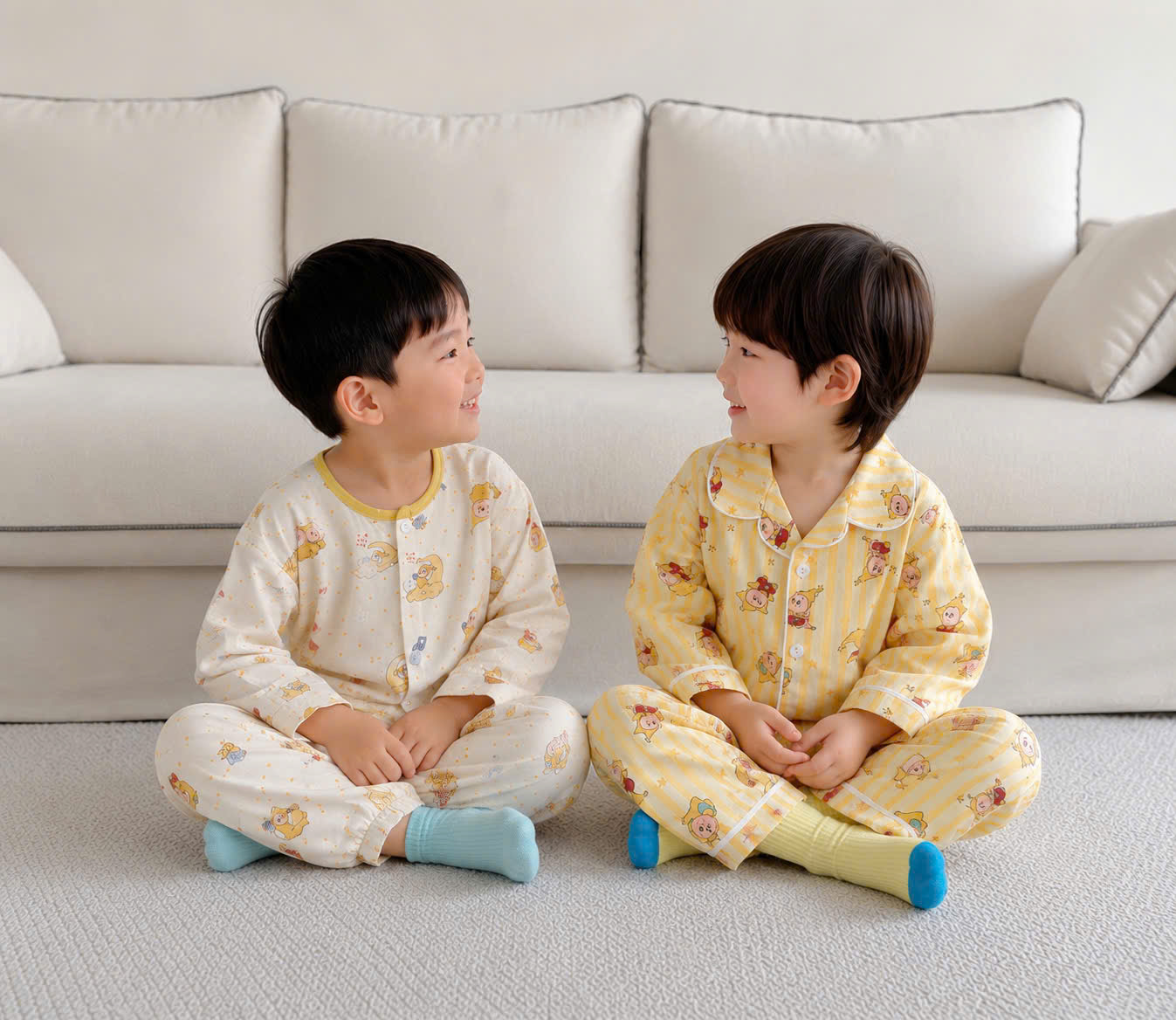 B573 - SET 2 BỘ PIJAMA ĐŨI TONE HỒNG VÀ VÀNG
