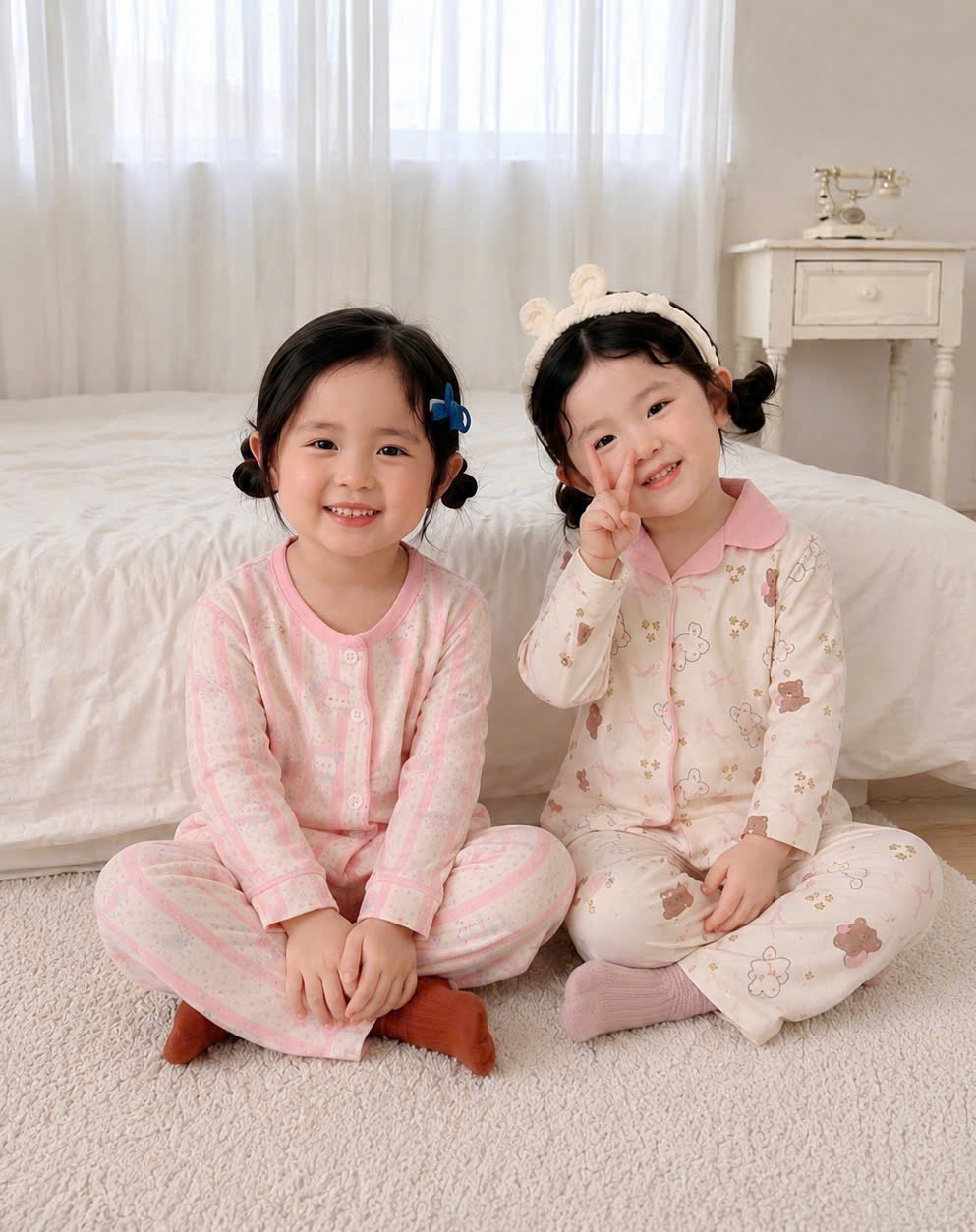 B573 - SET 2 BỘ PIJAMA ĐŨI TONE HỒNG VÀ VÀNG