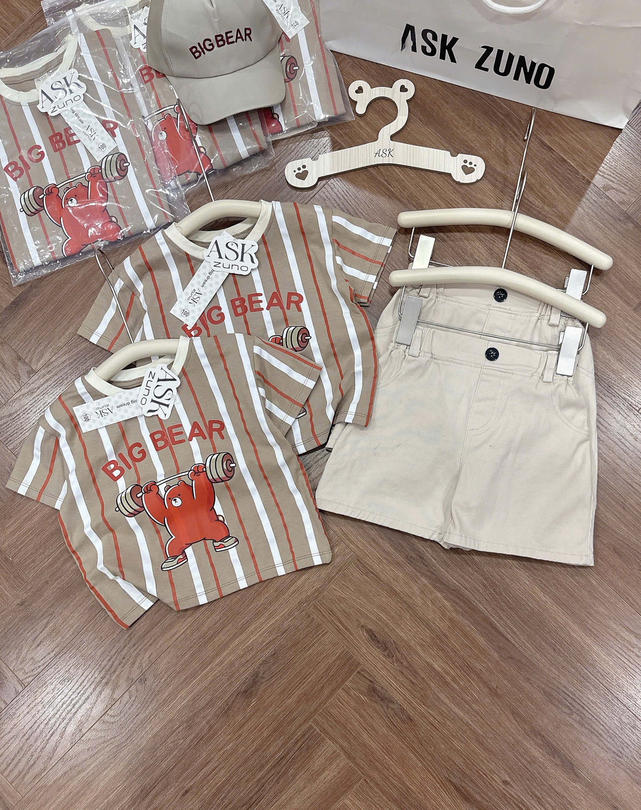 XẢ B575 - SET BỘ BIG BEAR KẺ KÈM MŨ