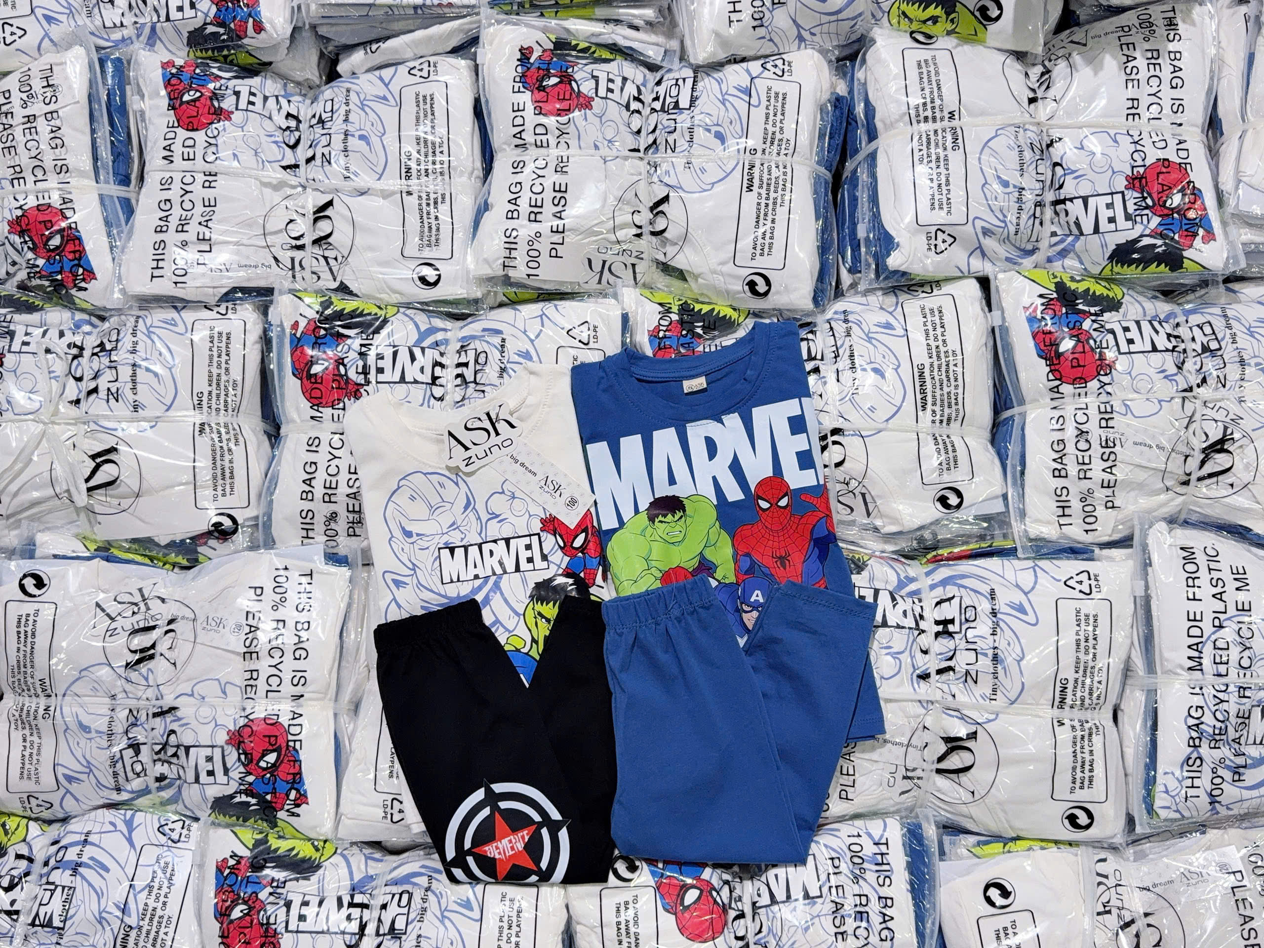 B587 - SET 2 BỘ MARVEL XANH TRẮNG