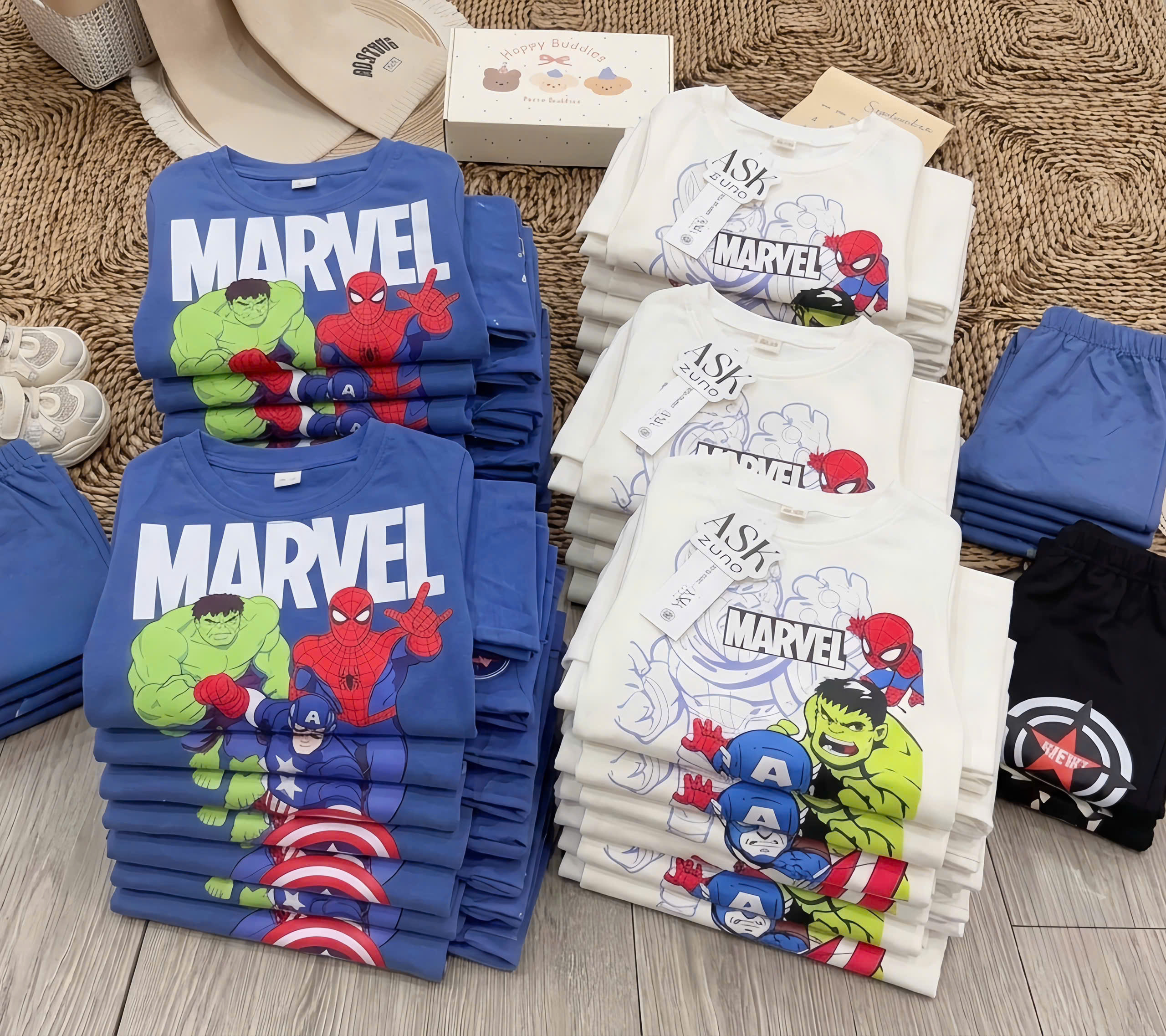 B587 - SET 2 BỘ MARVEL XANH TRẮNG