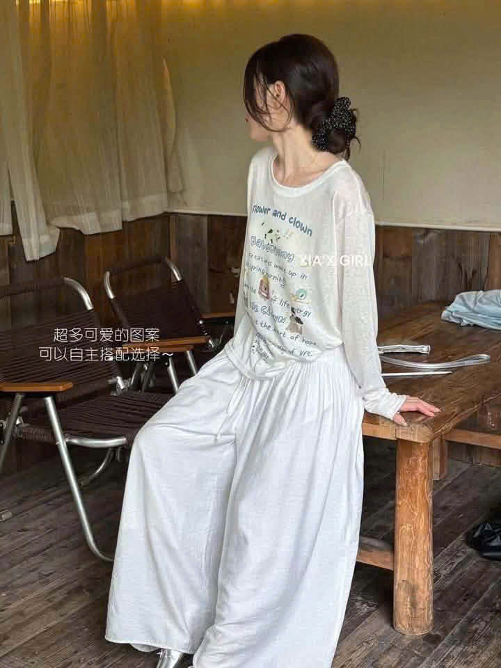 B589 - PHỒNG GIẤY TRẮNG DÀI TAY IN BÁNH