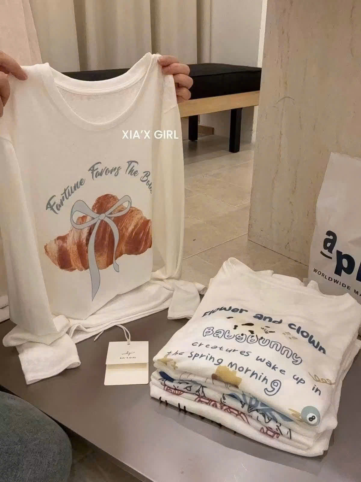 B589 - PHỒNG GIẤY TRẮNG DÀI TAY IN BÁNH