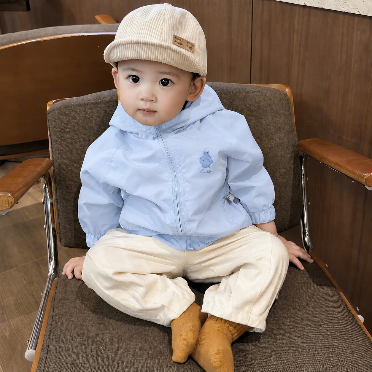 B601 - ÁO KHOÁC GIÓ LIỀN MŨ THÊU CUTE 5 MÀU
