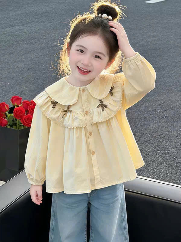 B606 - ÁO SƠ MI CỔ SEN PHỐI BÈO TẦNG CÙNG NƠ