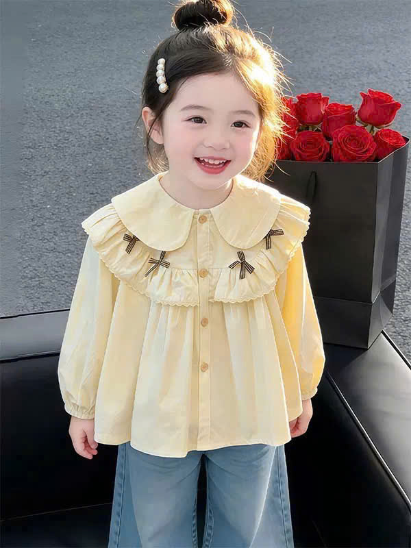 B606 - ÁO SƠ MI CỔ SEN PHỐI BÈO TẦNG CÙNG NƠ