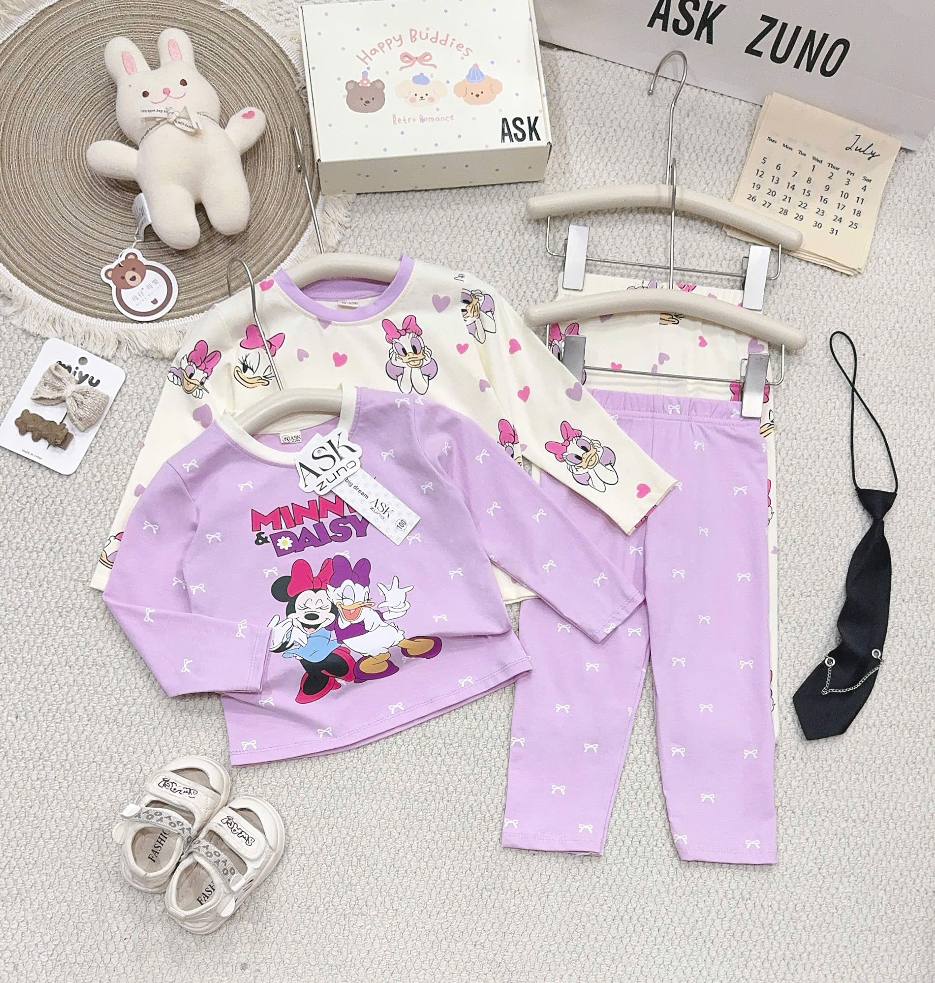 B607 - SET 2 BỘ DÀI TAY MICKEY DONAL KEM TÍM