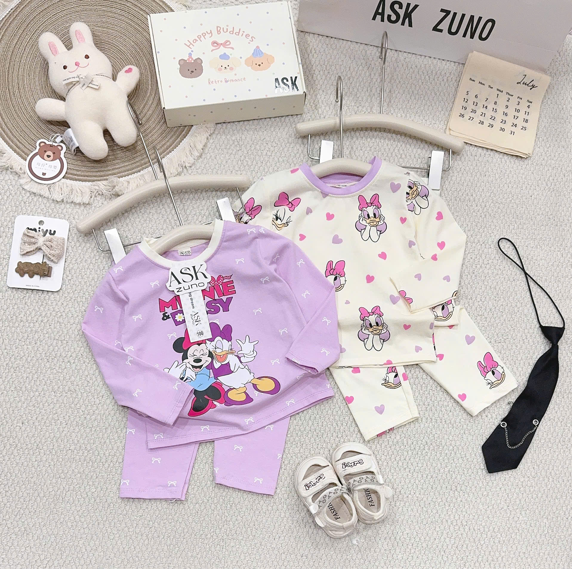 B607 - SET 2 BỘ DÀI TAY MICKEY DONAL KEM TÍM