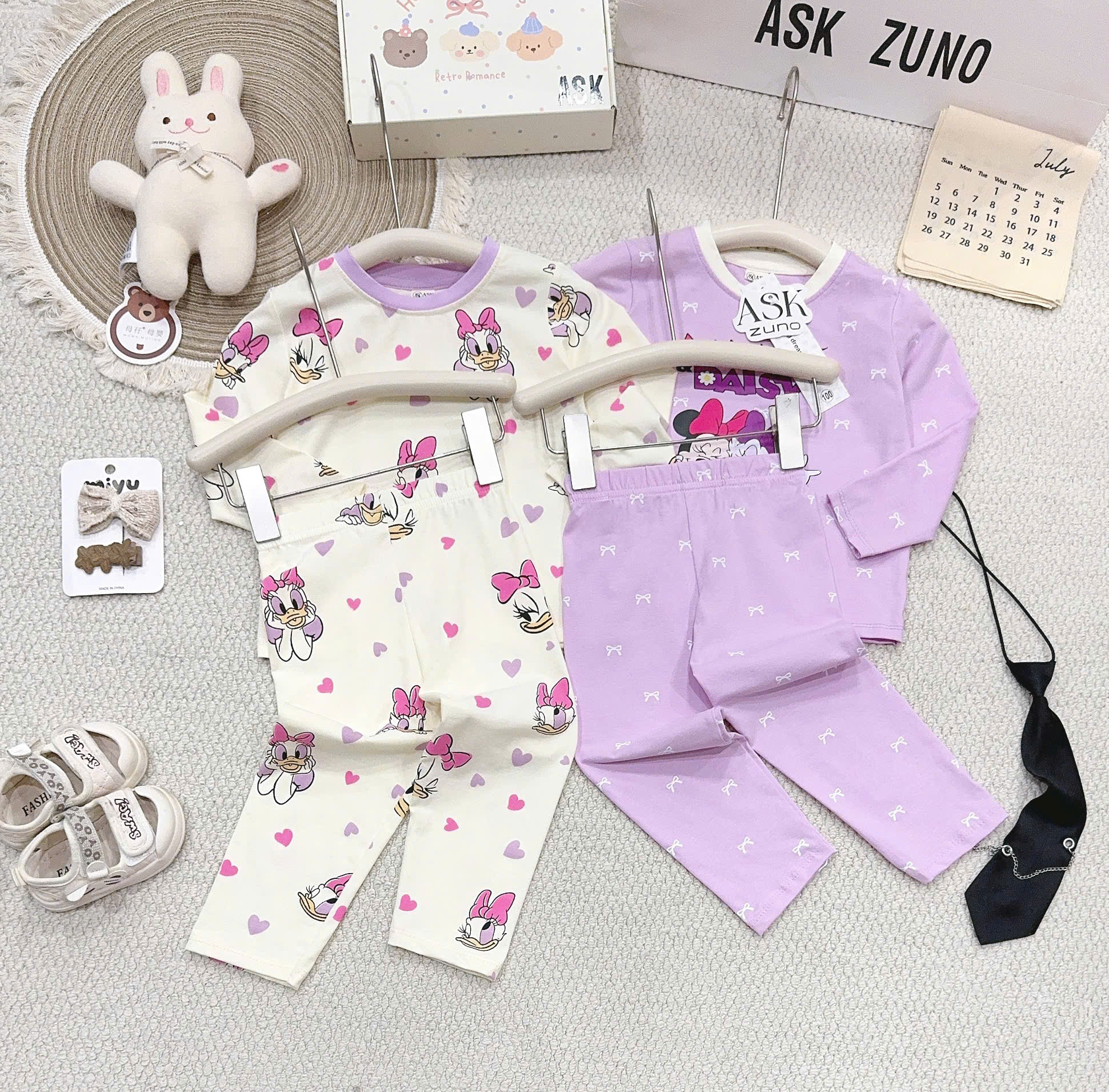 B607 - SET 2 BỘ DÀI TAY MICKEY DONAL KEM TÍM