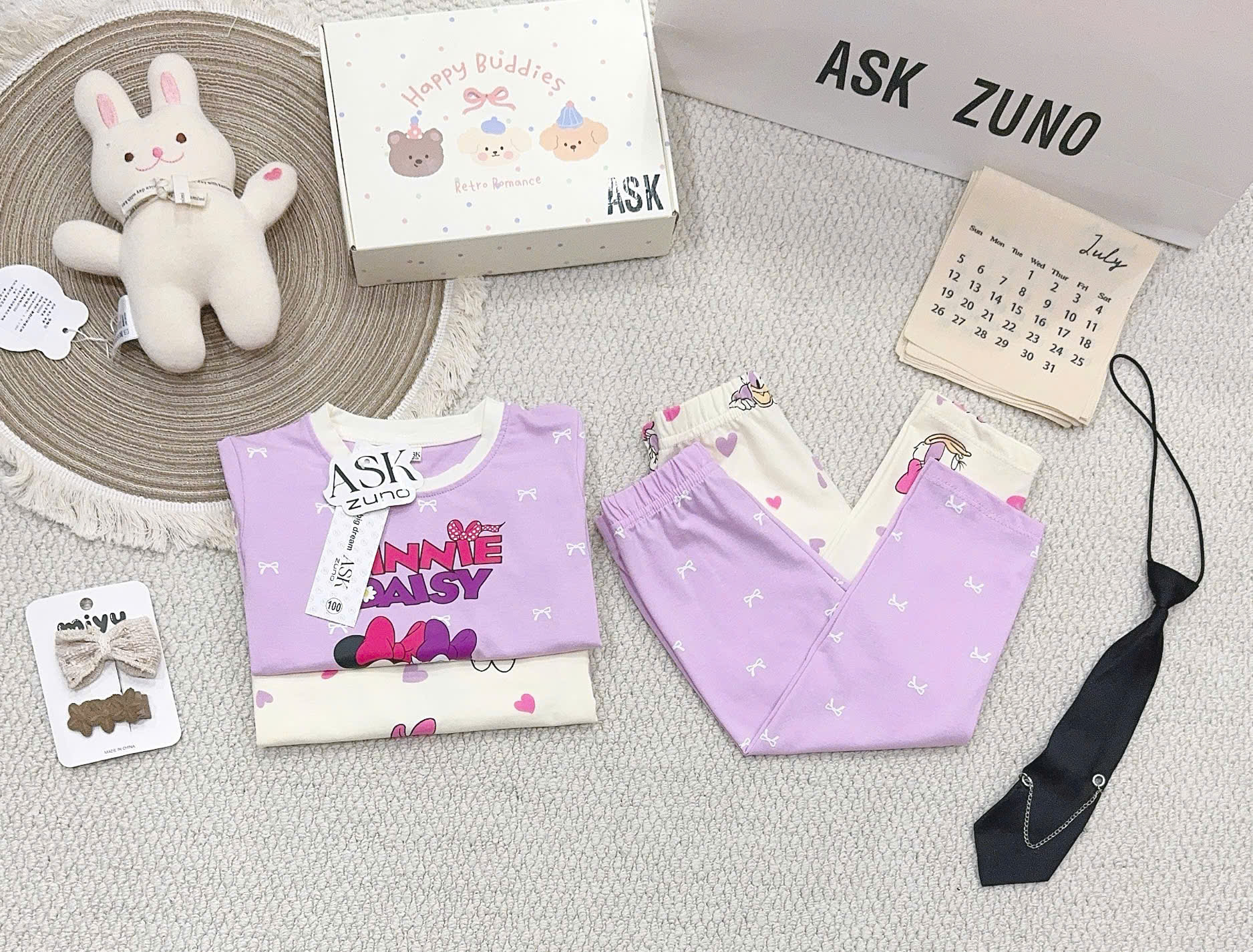 B607 - SET 2 BỘ DÀI TAY MICKEY DONAL KEM TÍM