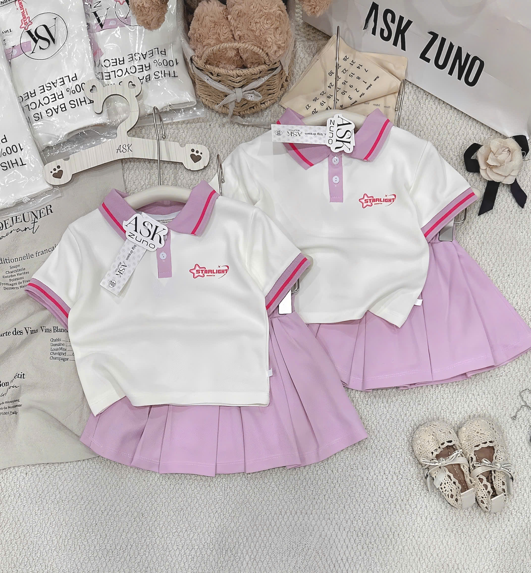 XẢ B678 - SET VÁY POLO BÉ GÁI 2 MÀU