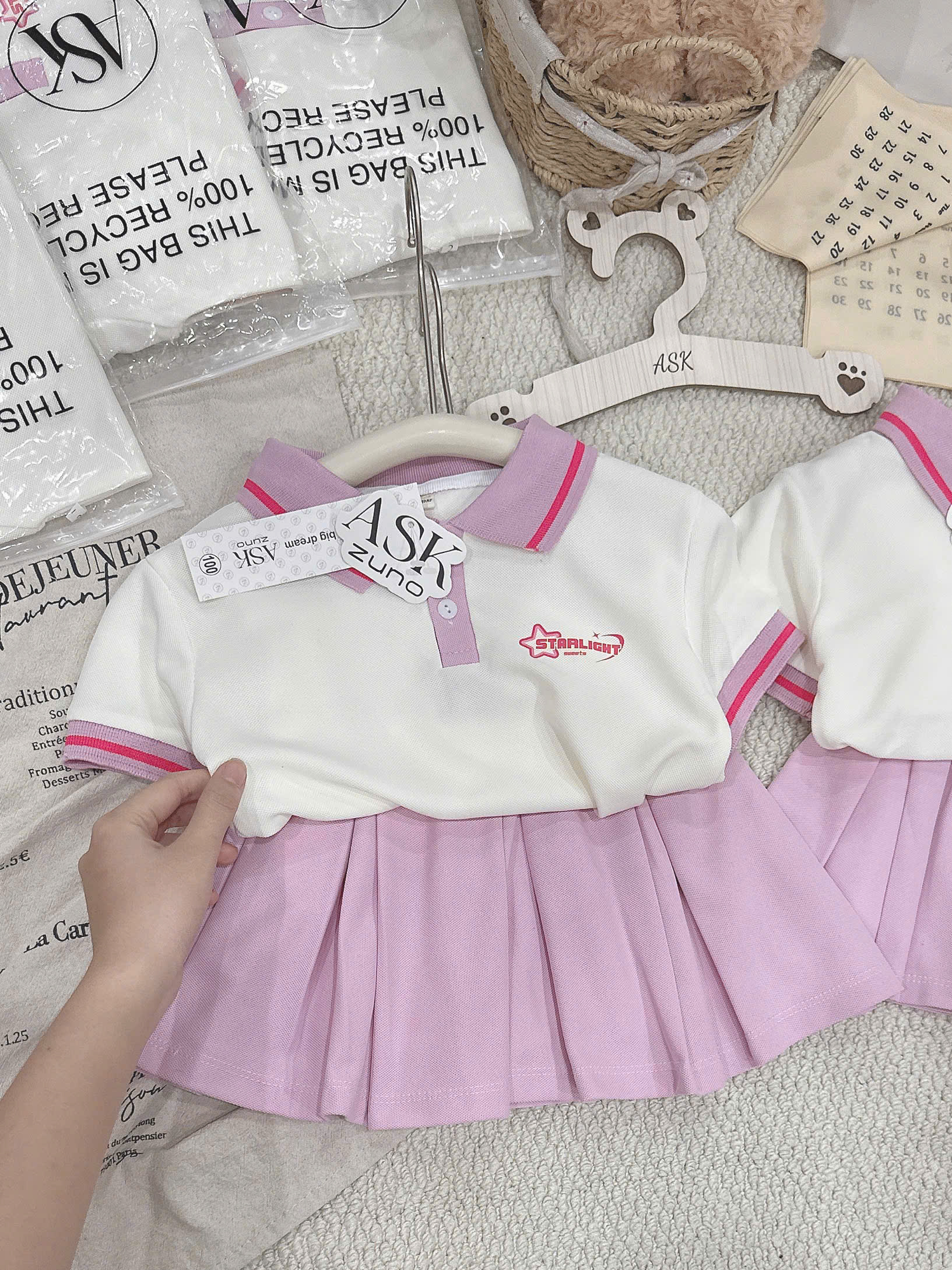 XẢ B678 - SET VÁY POLO BÉ GÁI 2 MÀU