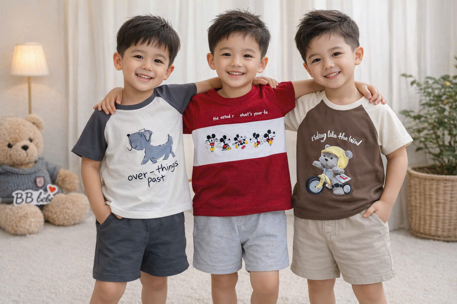 XẢ B695 - SET 3 ÁO PHÔNG BÉ TRAI