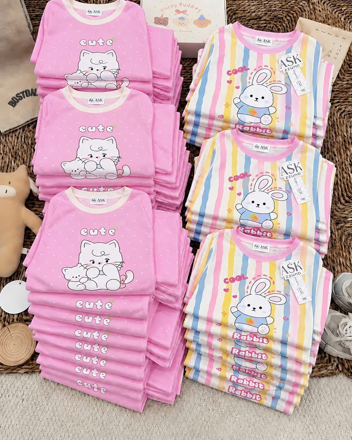 B741 - SET 2 BỘ RABBIT HỒNG CẦU VỒNG