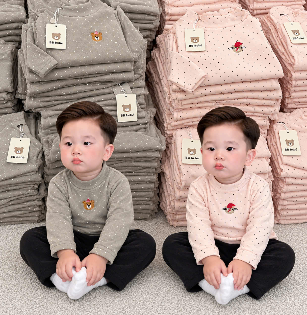 B822 -SET 2 ÁO ZIP LÔNG RÊU BE