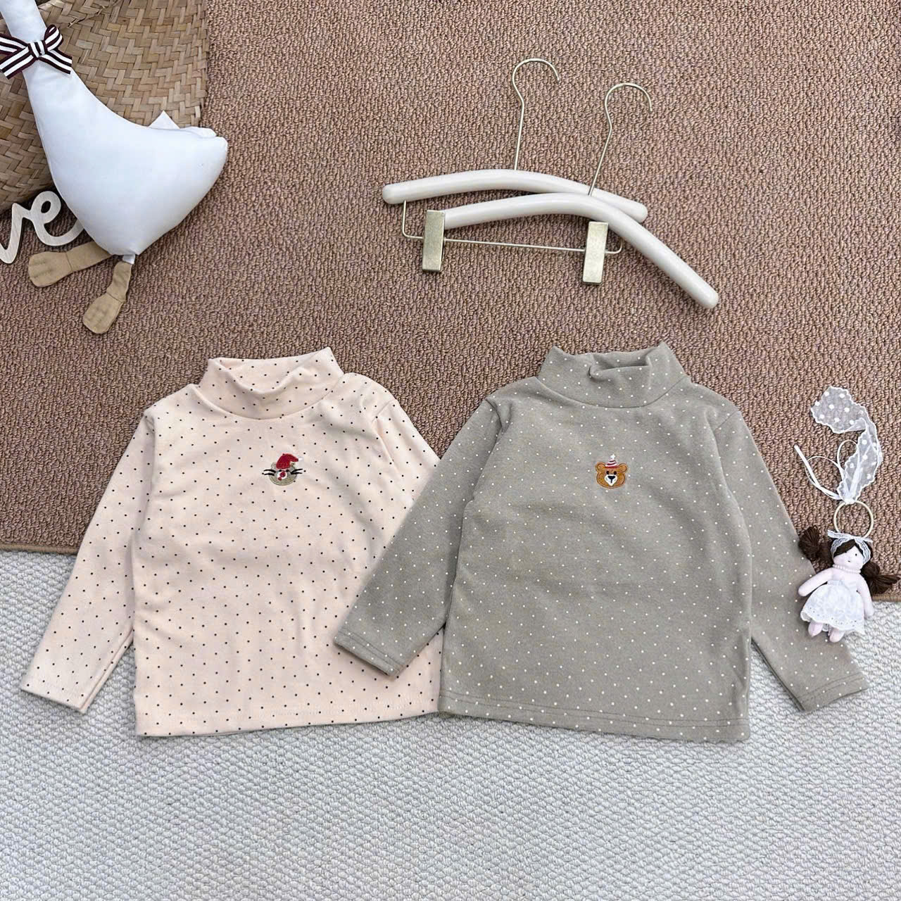 B822 -SET 2 ÁO ZIP LÔNG RÊU BE