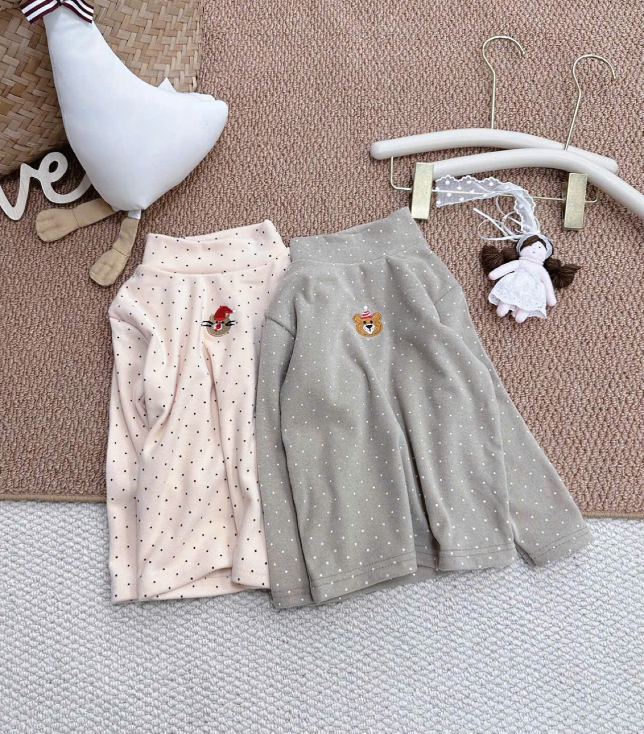 B822 -SET 2 ÁO ZIP LÔNG RÊU BE