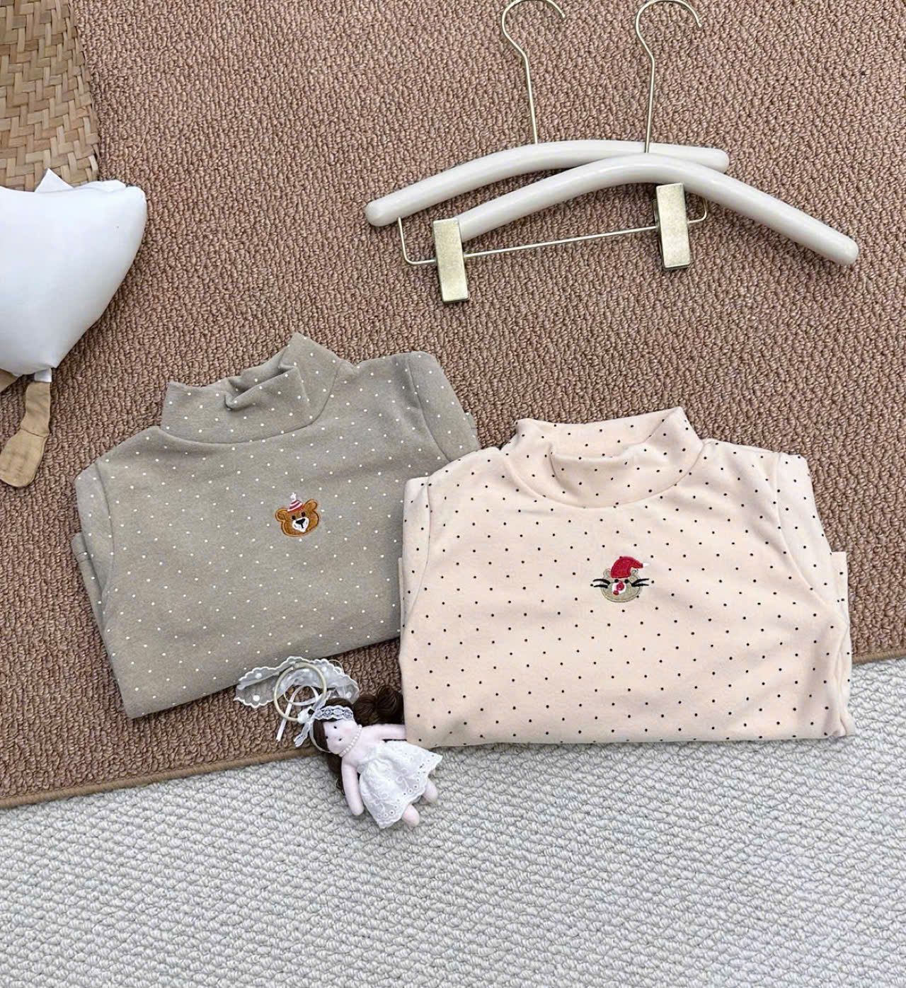 B822 -SET 2 ÁO ZIP LÔNG RÊU BE