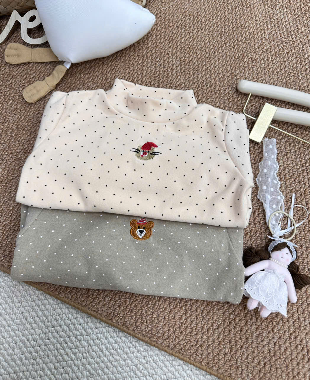 B822 -SET 2 ÁO ZIP LÔNG RÊU BE