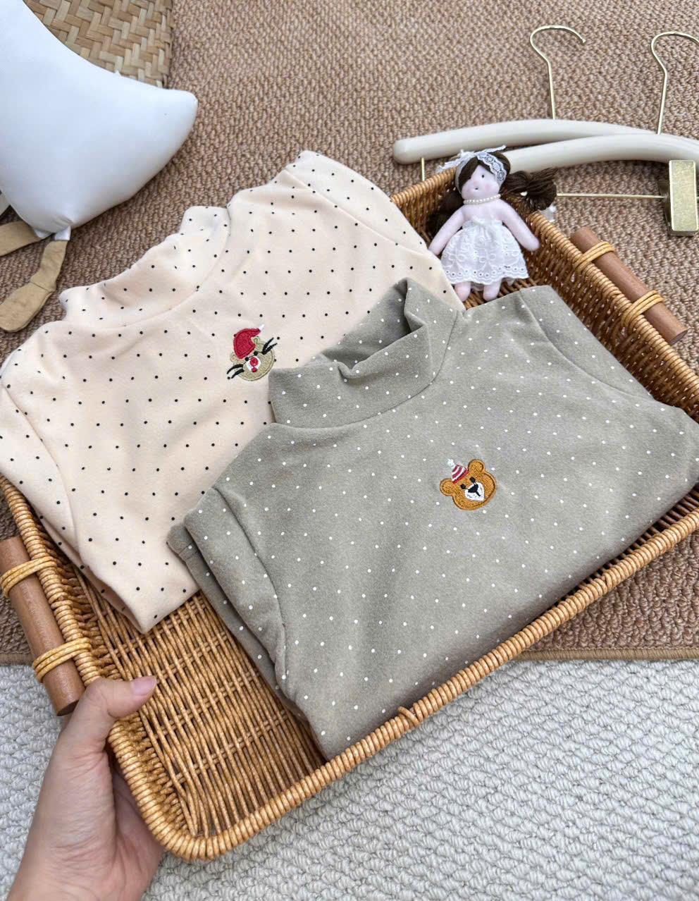 B822 -SET 2 ÁO ZIP LÔNG RÊU BE