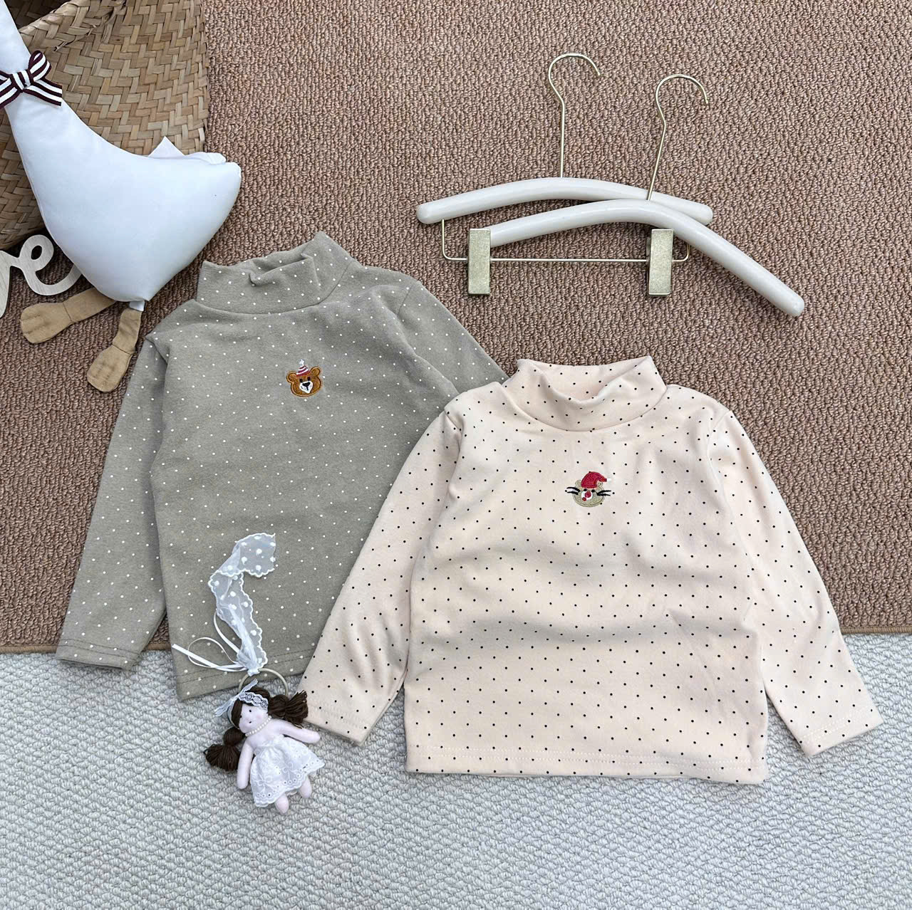 B822 -SET 2 ÁO ZIP LÔNG RÊU BE