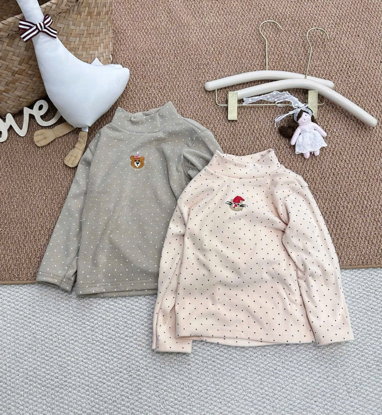 B822 -SET 2 ÁO ZIP LÔNG RÊU BE