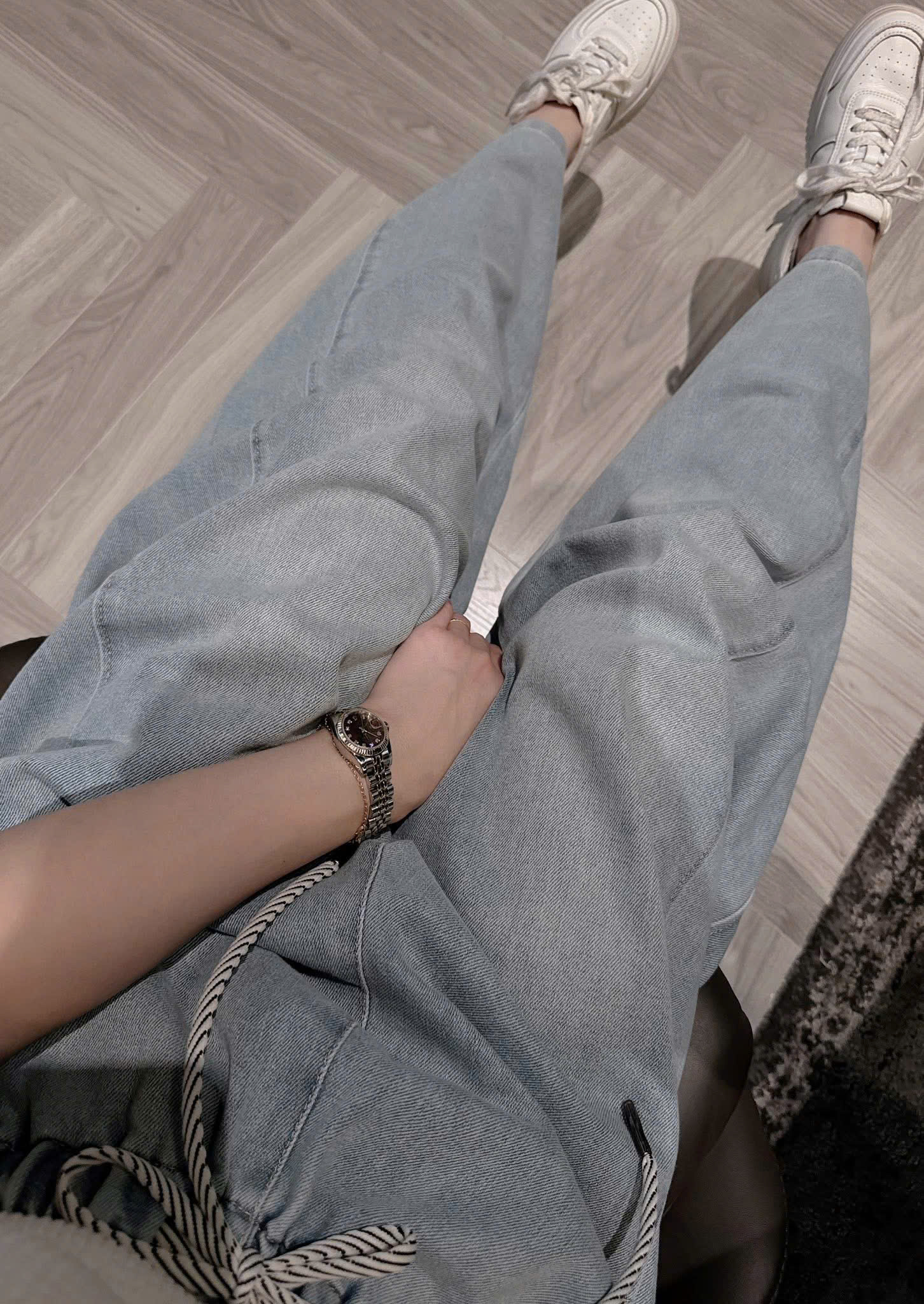 XẢ B852 - QUẦN JEANS CHUN XANH NHẠT