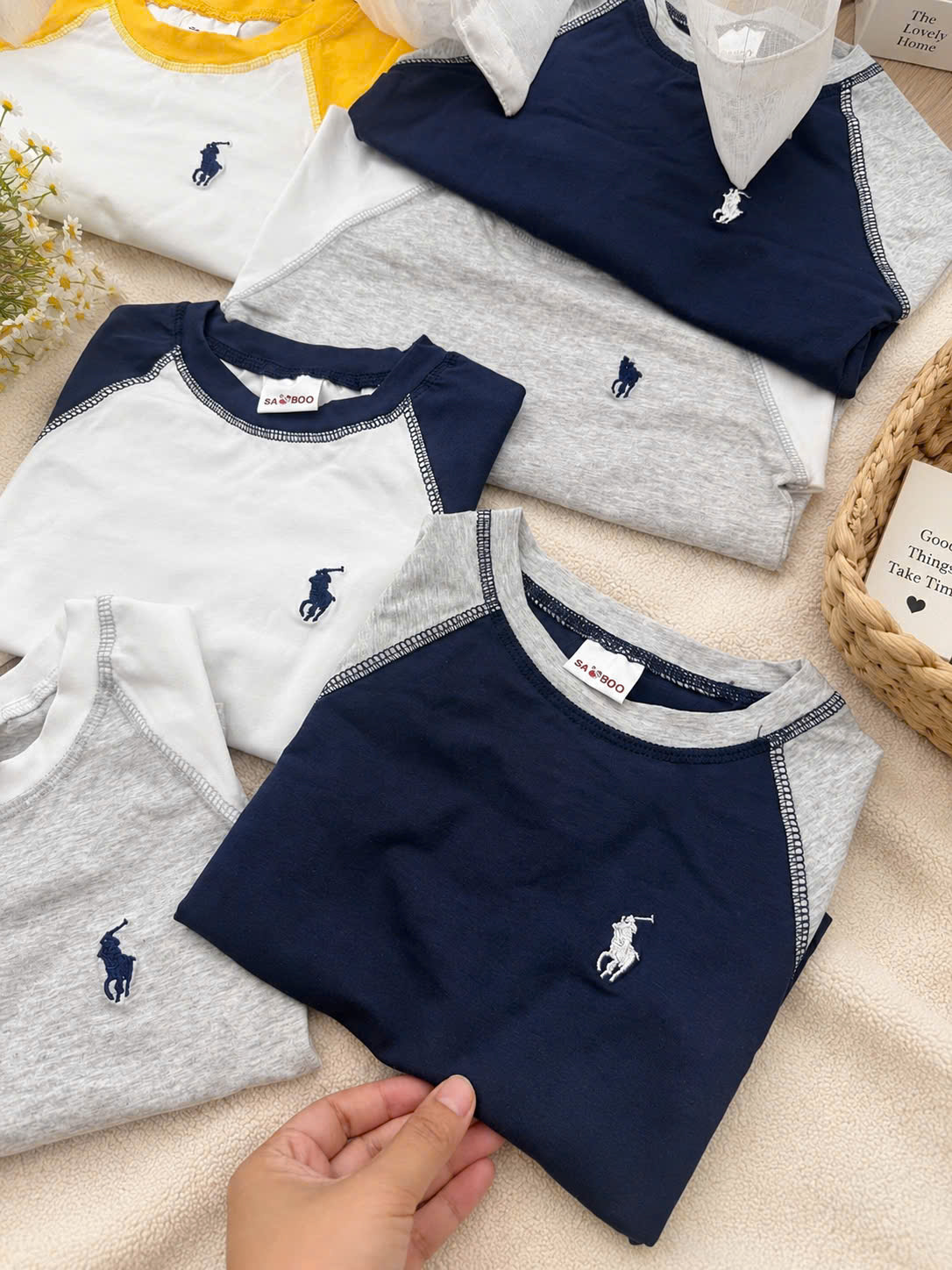 B914 - SET 4 ÁO DÀI TAY RAGLAN BÉ TRAI