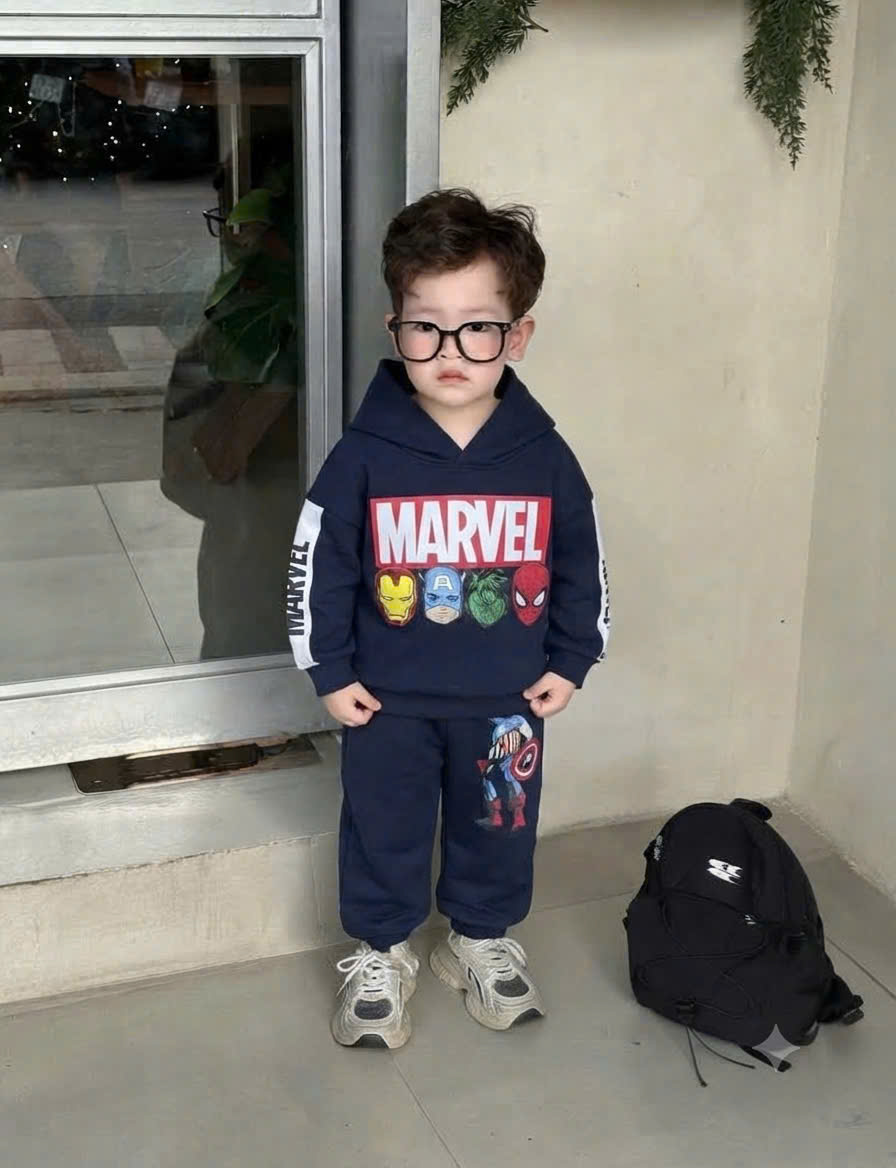 C130 - BỘ NỈ MARVEL THAN SỌC TRẮNG