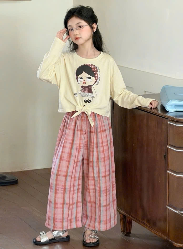 C194 - SET ÁO DÀI TAY BUỘC BỤNG QUẦN KẺ