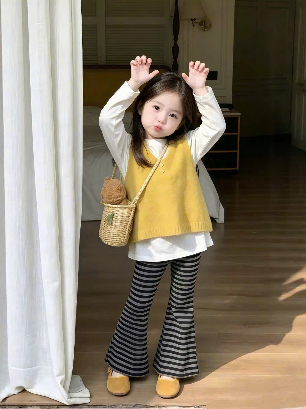 C299 - SET 3CT GILE VÀNG QUẦN LOE KẺ