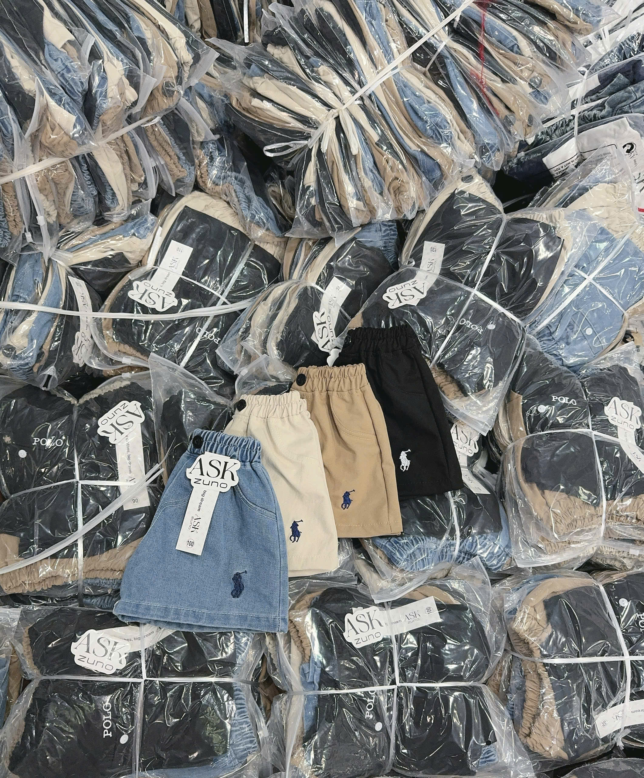 XẢ A343 - SET 4 QUẦN BÒ XANH ĐEN KEM BE