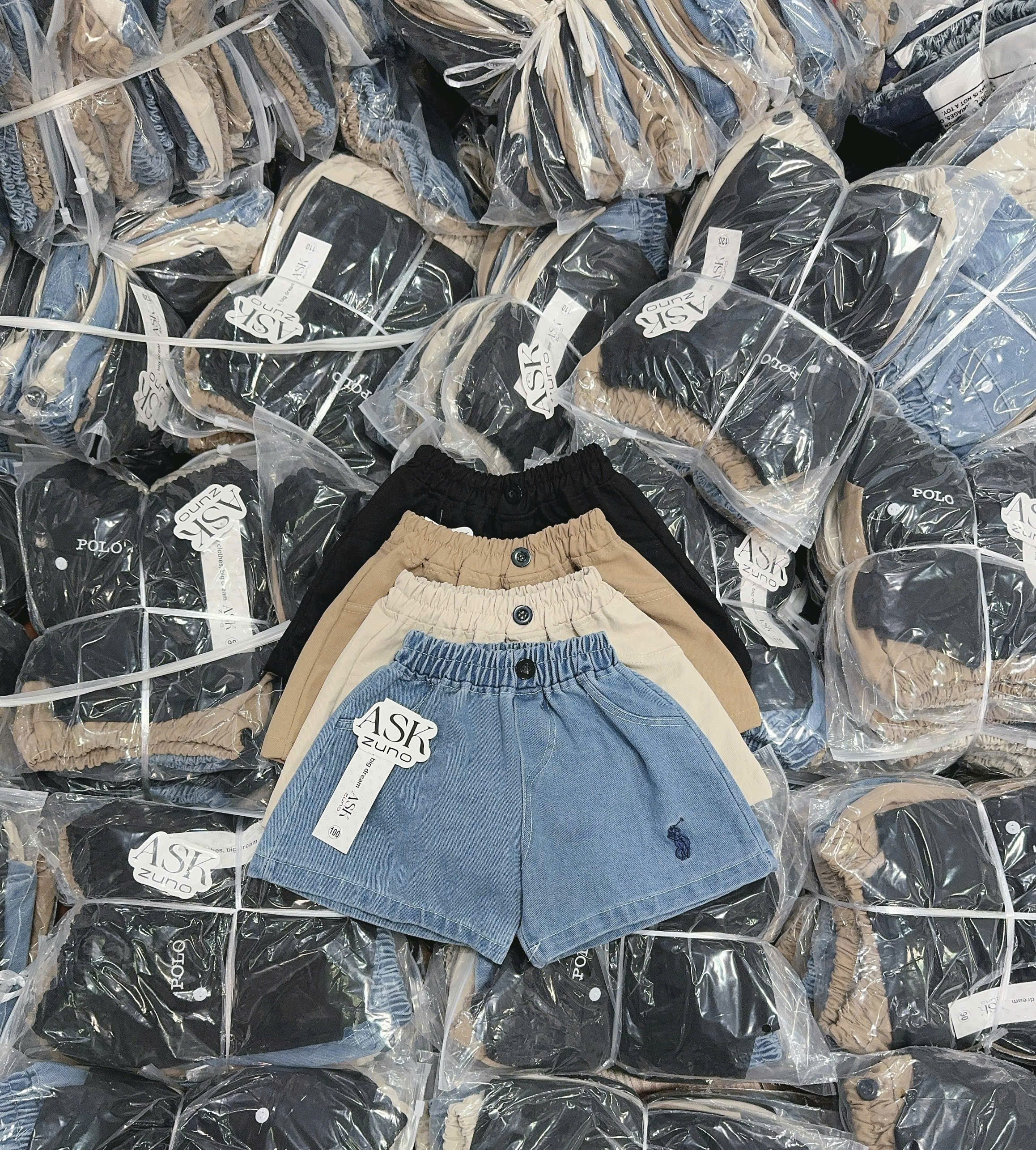 XẢ A343 - SET 4 QUẦN BÒ XANH ĐEN KEM BE