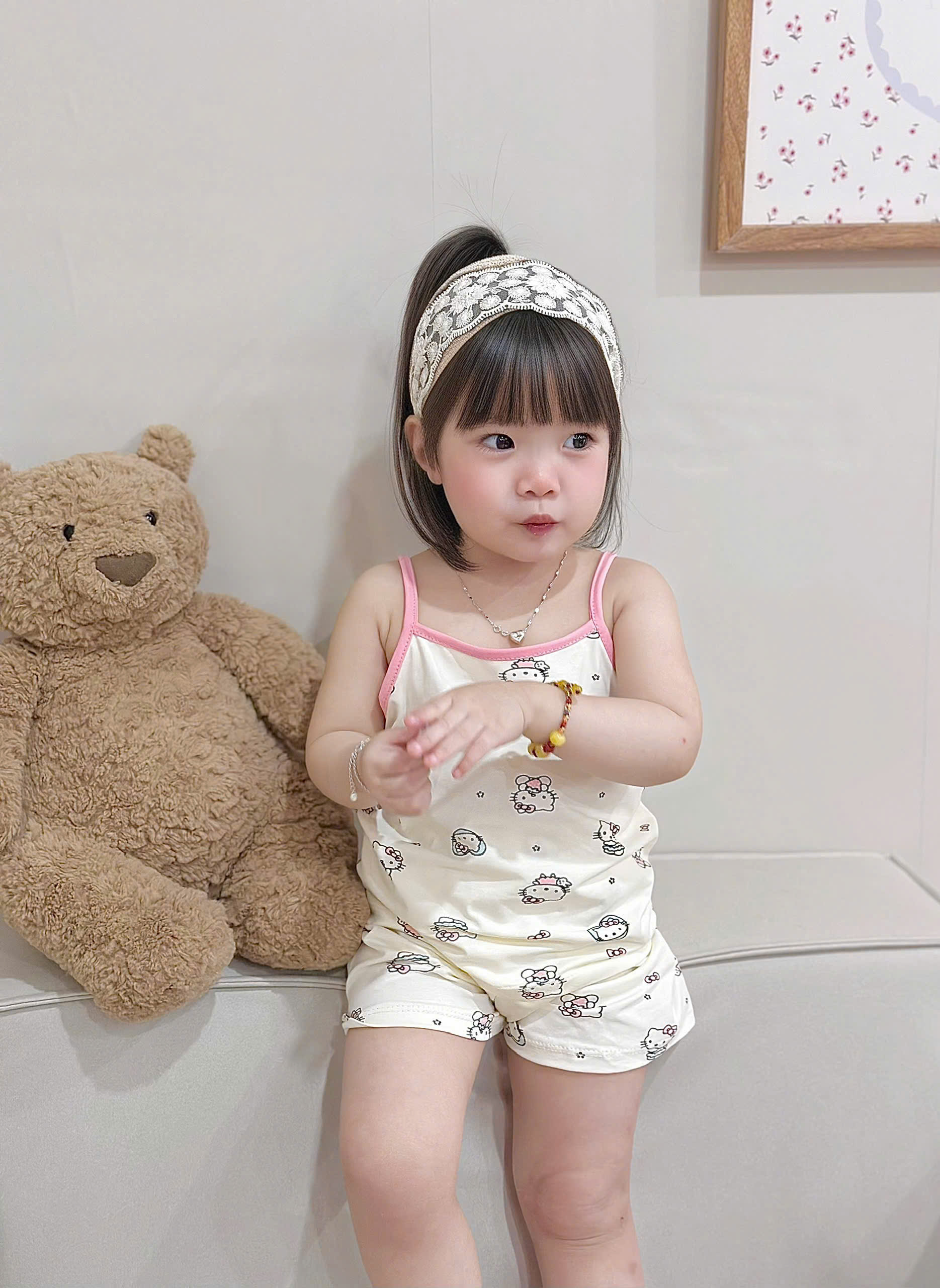 XẢ A423 - SET 2 BỘ SÁT NÁCH KITTY HỒNG ELSA XANH