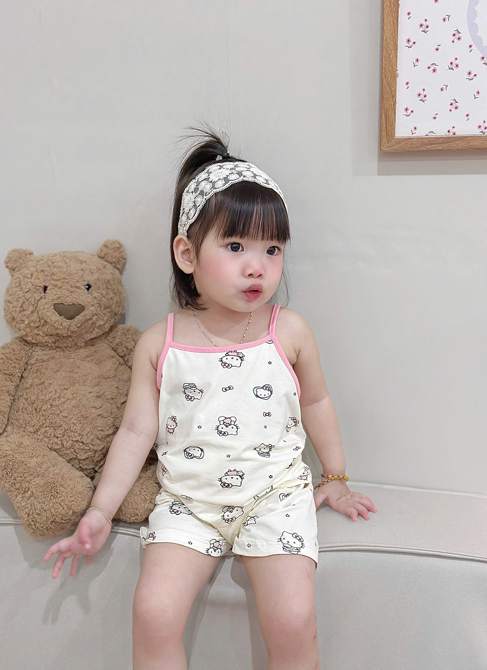 XẢ A423 - SET 2 BỘ SÁT NÁCH KITTY HỒNG ELSA XANH