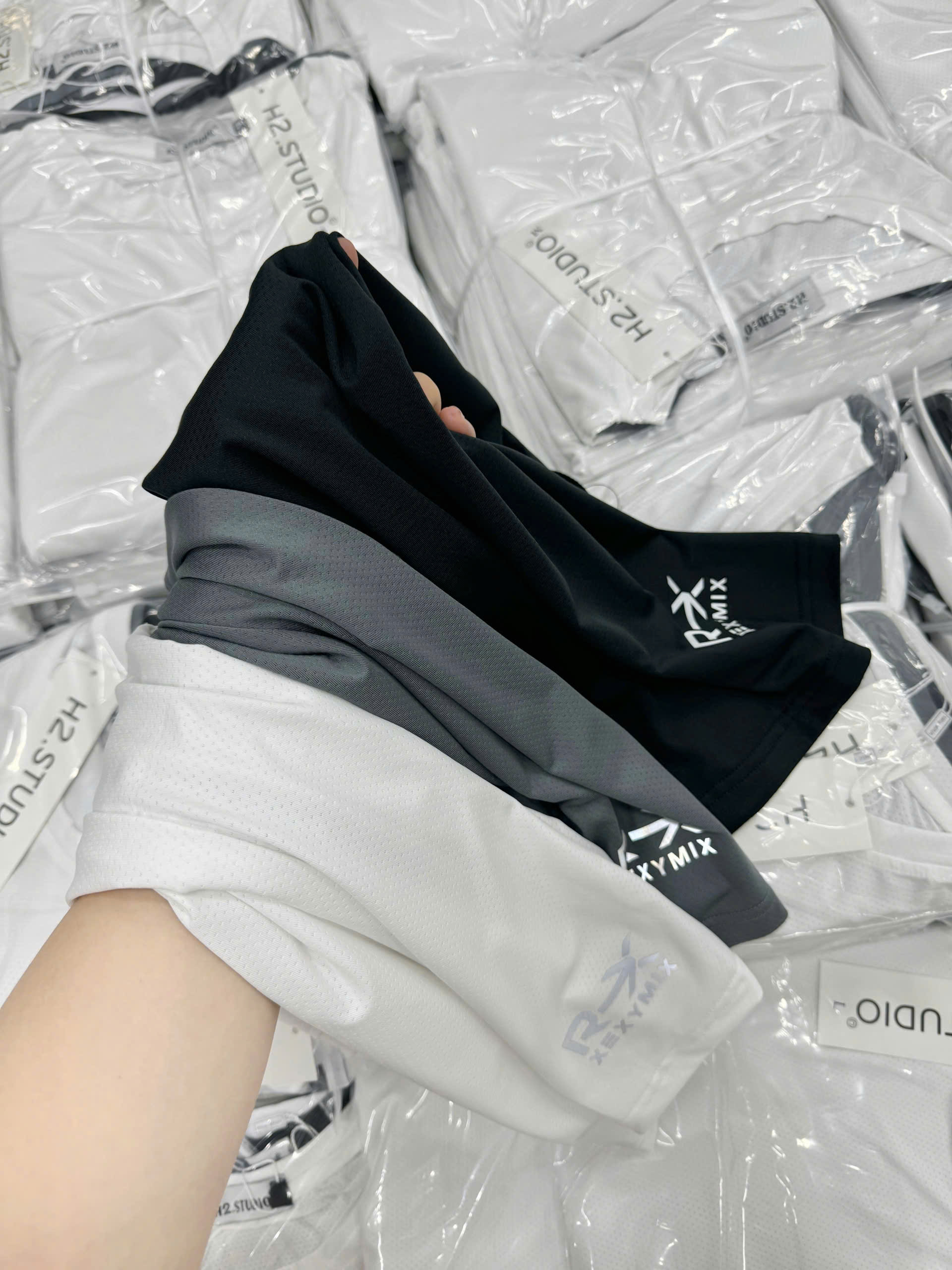 XẢ A445 - SET 3 ÁO BA LỖ NAM TRẮNG GHI ĐEN