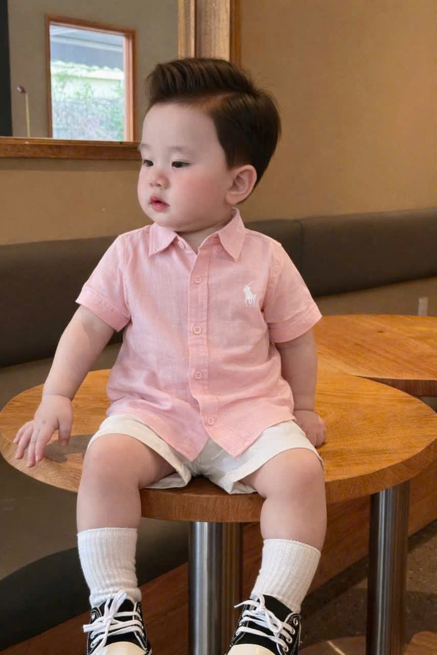 A447 - SET SƠ MI HỒNG NGỰA QUẦN ĐŨI TRẮNG