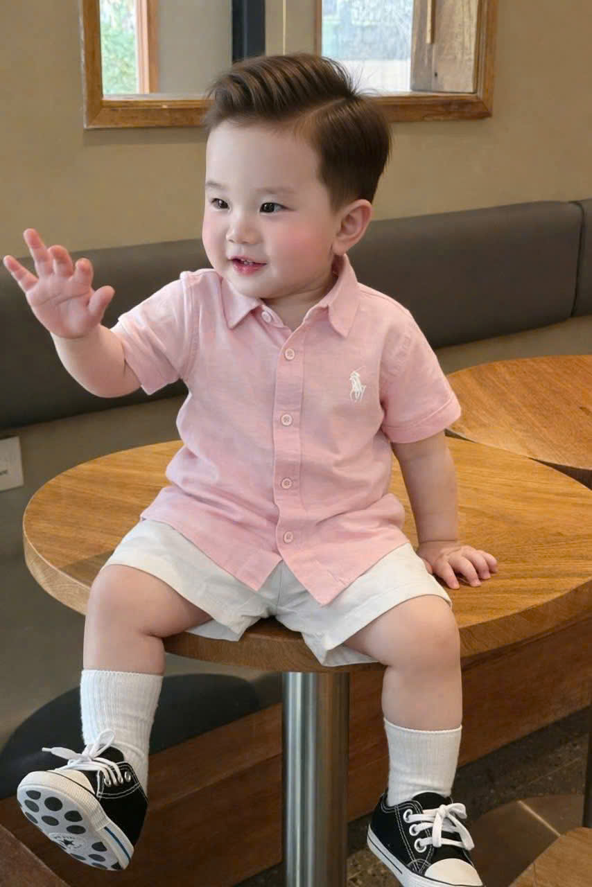 A447 - SET SƠ MI HỒNG NGỰA QUẦN ĐŨI TRẮNG