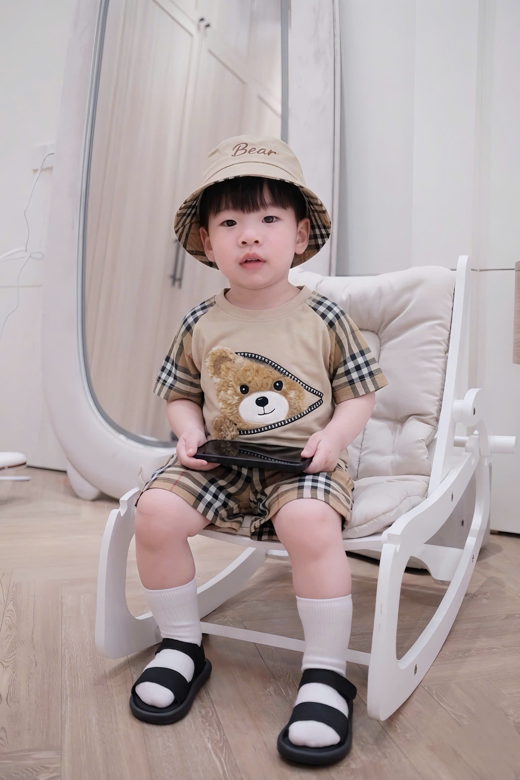 XẢ A455 - SET BỘ IN GẤU BBR KÈM MŨ