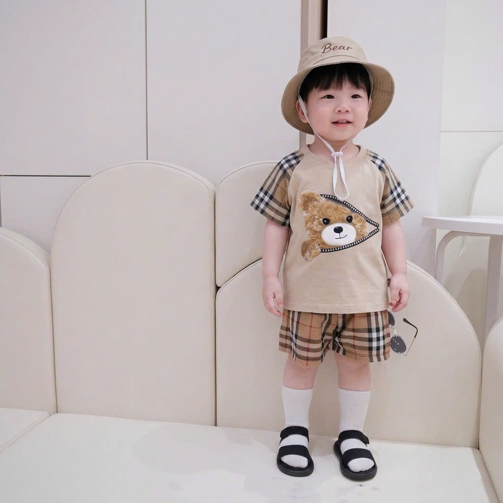 XẢ A455 - SET BỘ IN GẤU BBR KÈM MŨ