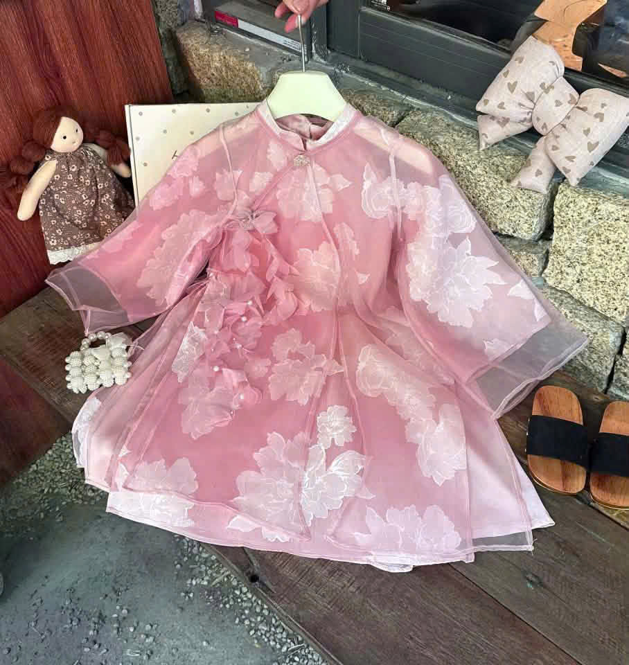 GOM A529 - ÁO DÀI KIM HOA HỒNG