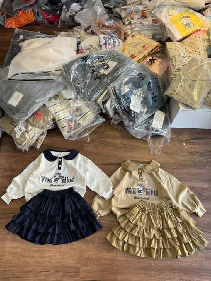 A594 - SET ÁO NỈ KITTY WOE KÈM CV