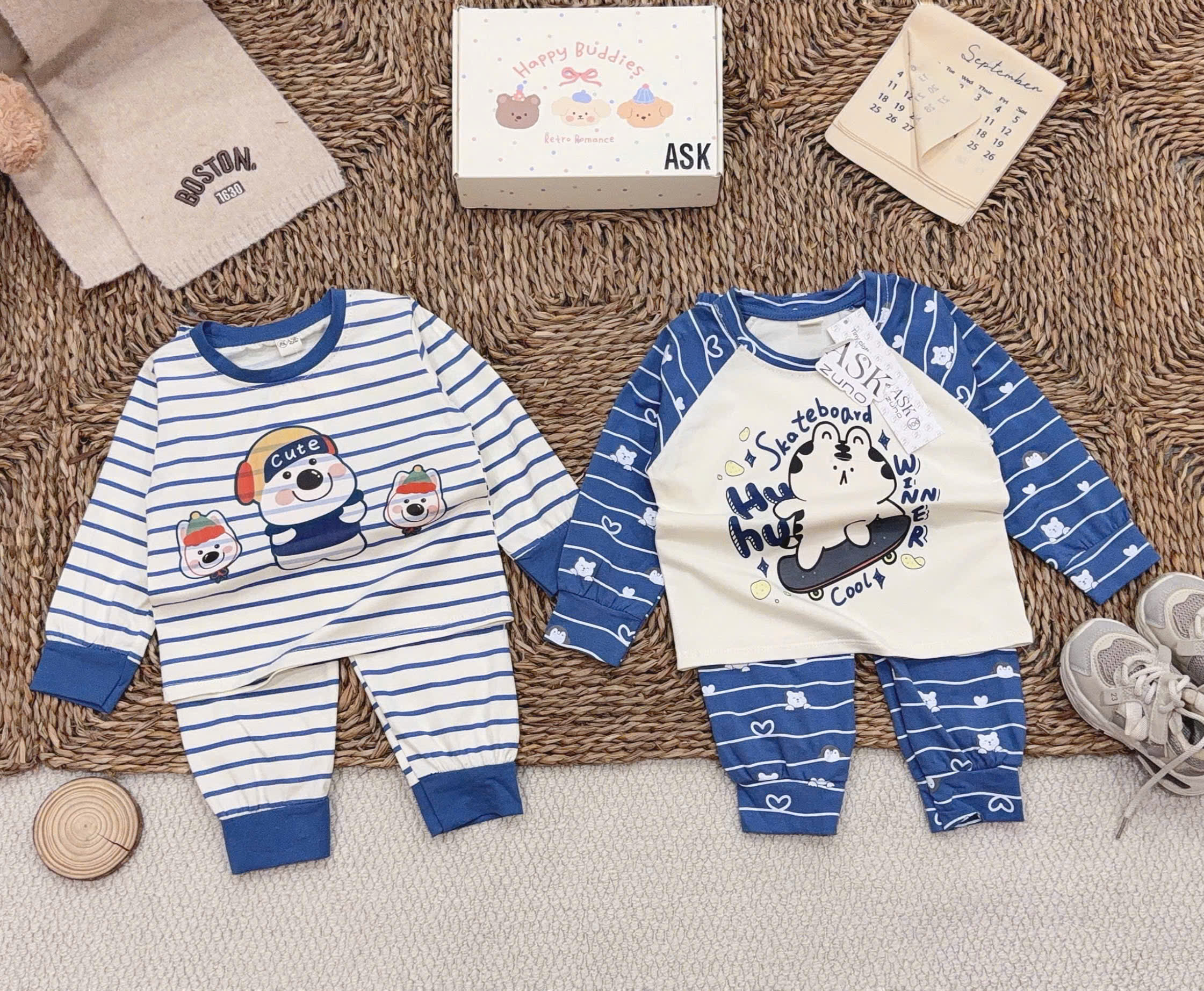 A612 - SET 2 BỘ GẤU XANH CUTE