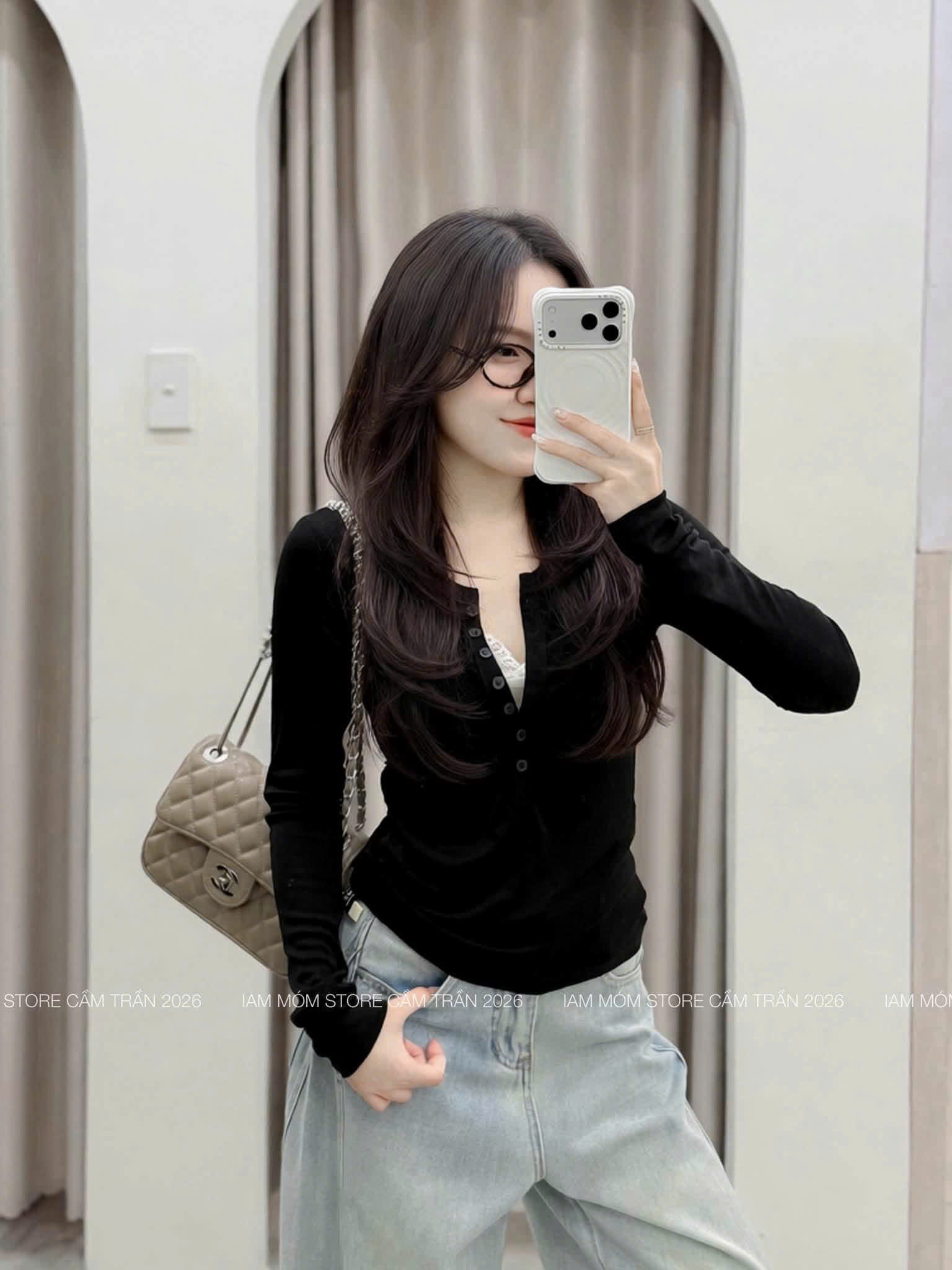 GOM A658 - ÁO DÀI TAY CỔ HENLEY