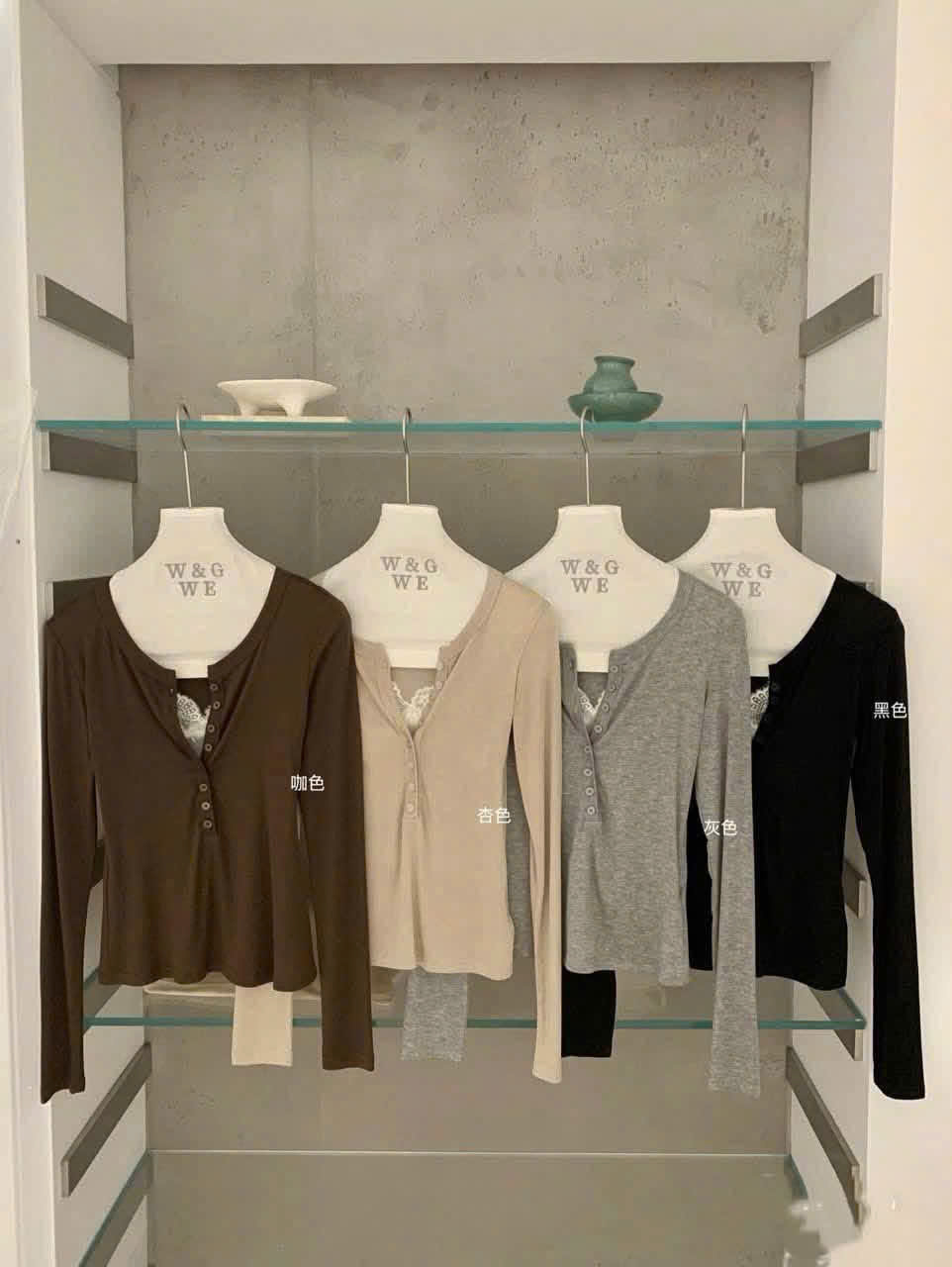 GOM A658 - ÁO DÀI TAY CỔ HENLEY