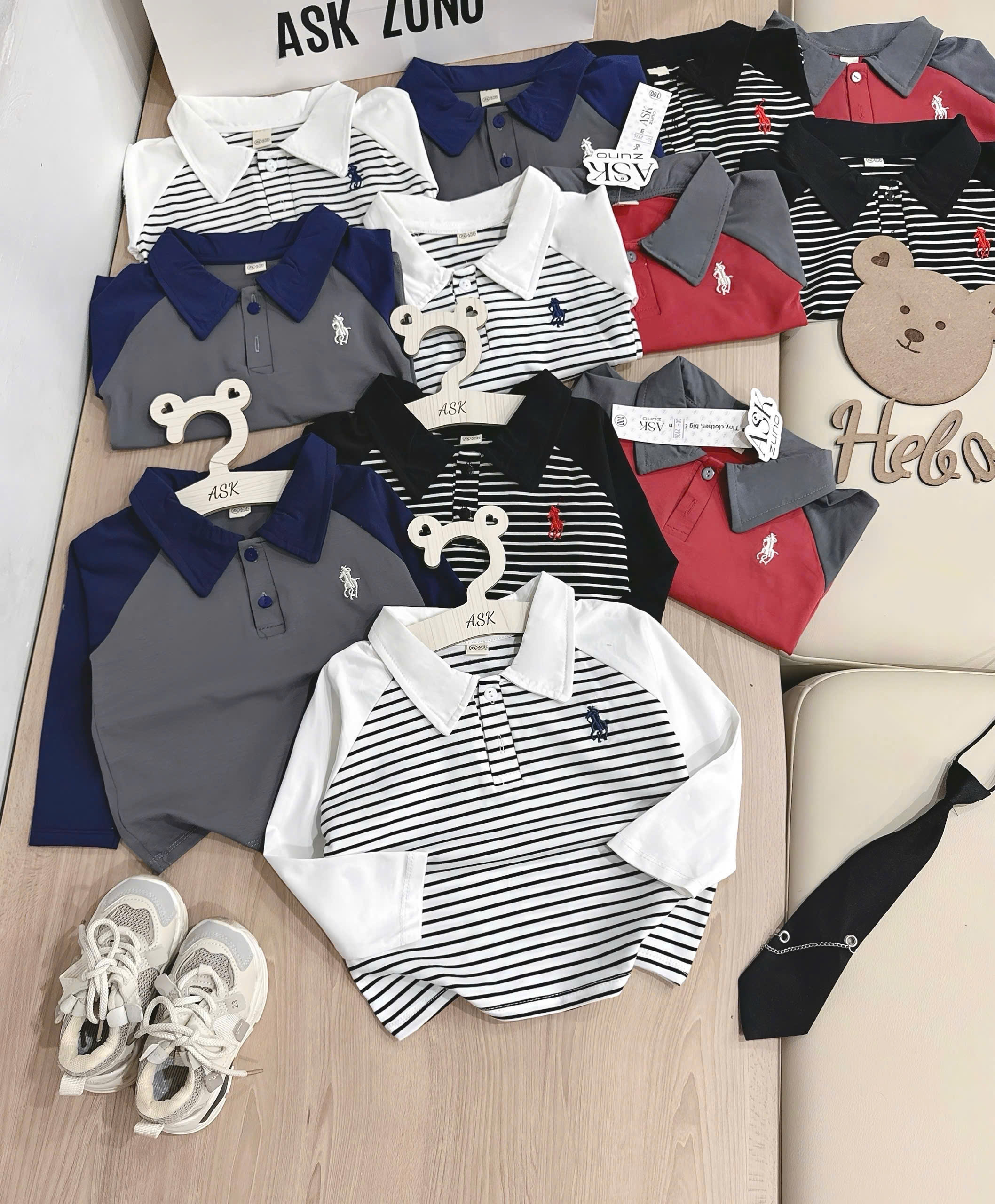 GOM A666 - SET 2 ÁO POLO DÀI TAY THÊU NGỰA