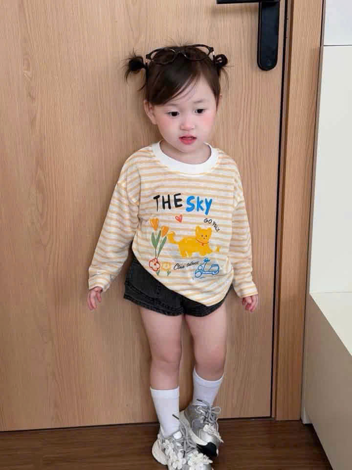 GOM A682 - SET 3 ÁO THUN KẺ VÀNG HỒNG XANH CHO BÉ