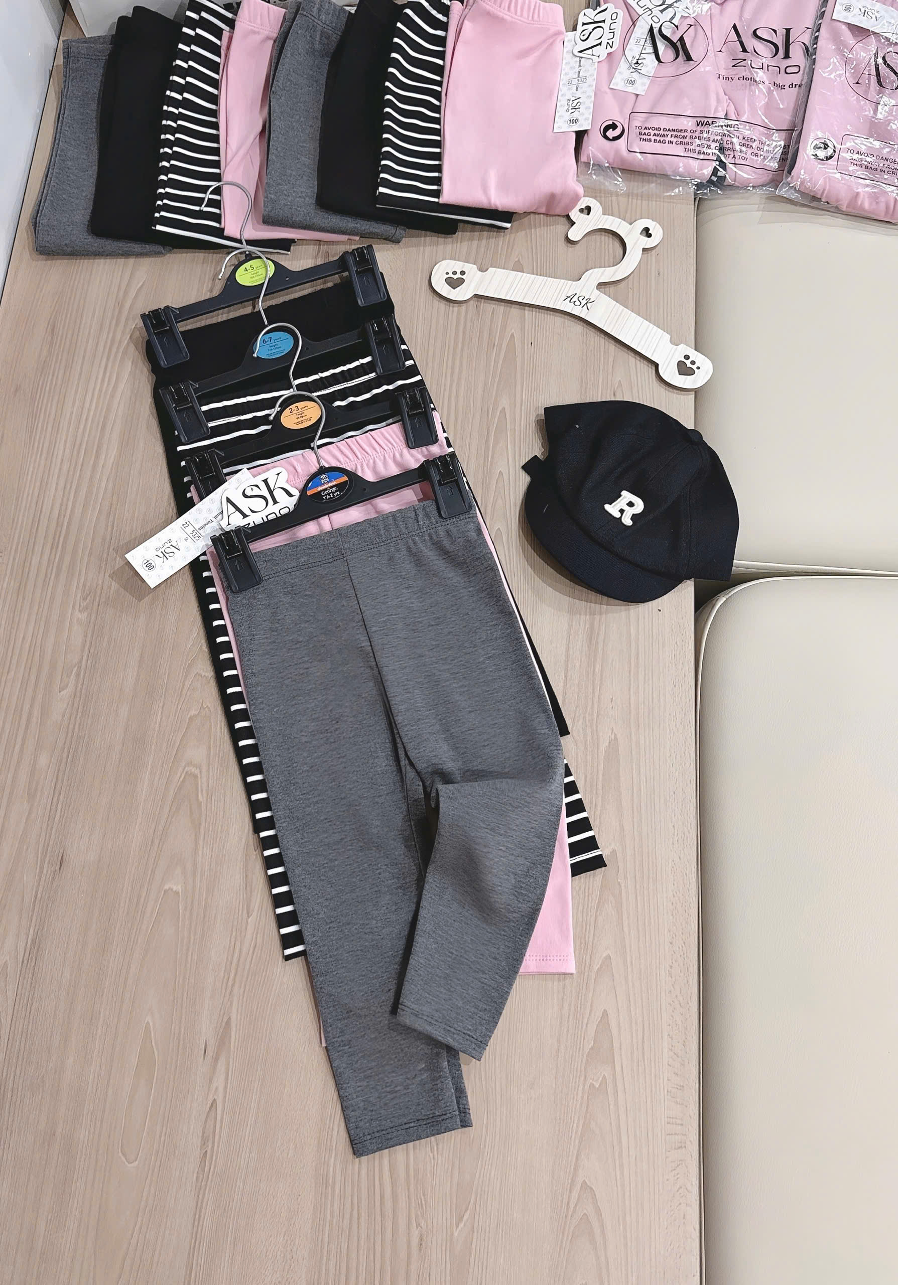GOM A698 - SET 4 QUẦN ZIP TONE GHI HỒNG
